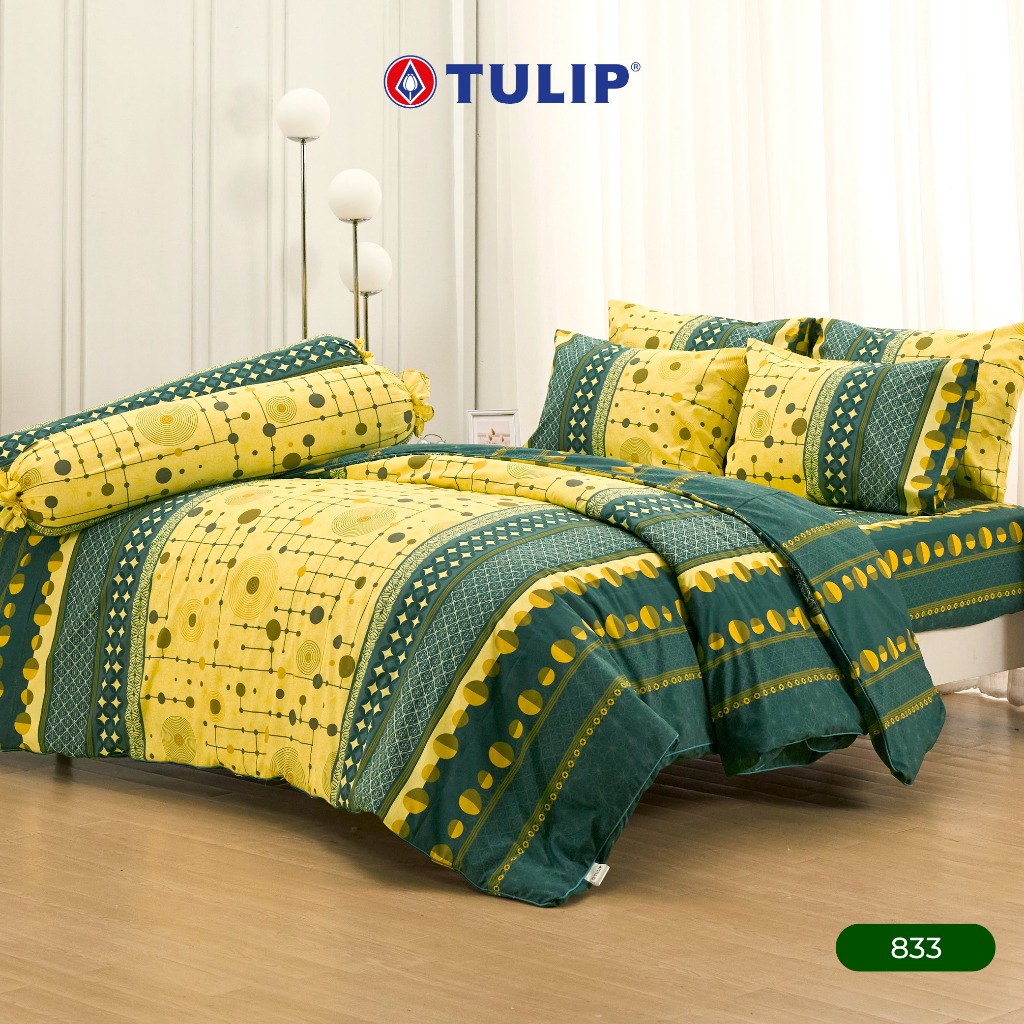 TULIP Cotton Mix พิมพ์ลาย 833 ชุดผ้าปูที่นอน ผ้าห่ม ผ้านวม พิมพ์ลายกราฟิกสวยงาม เนื้อผ้าหนาแน่น