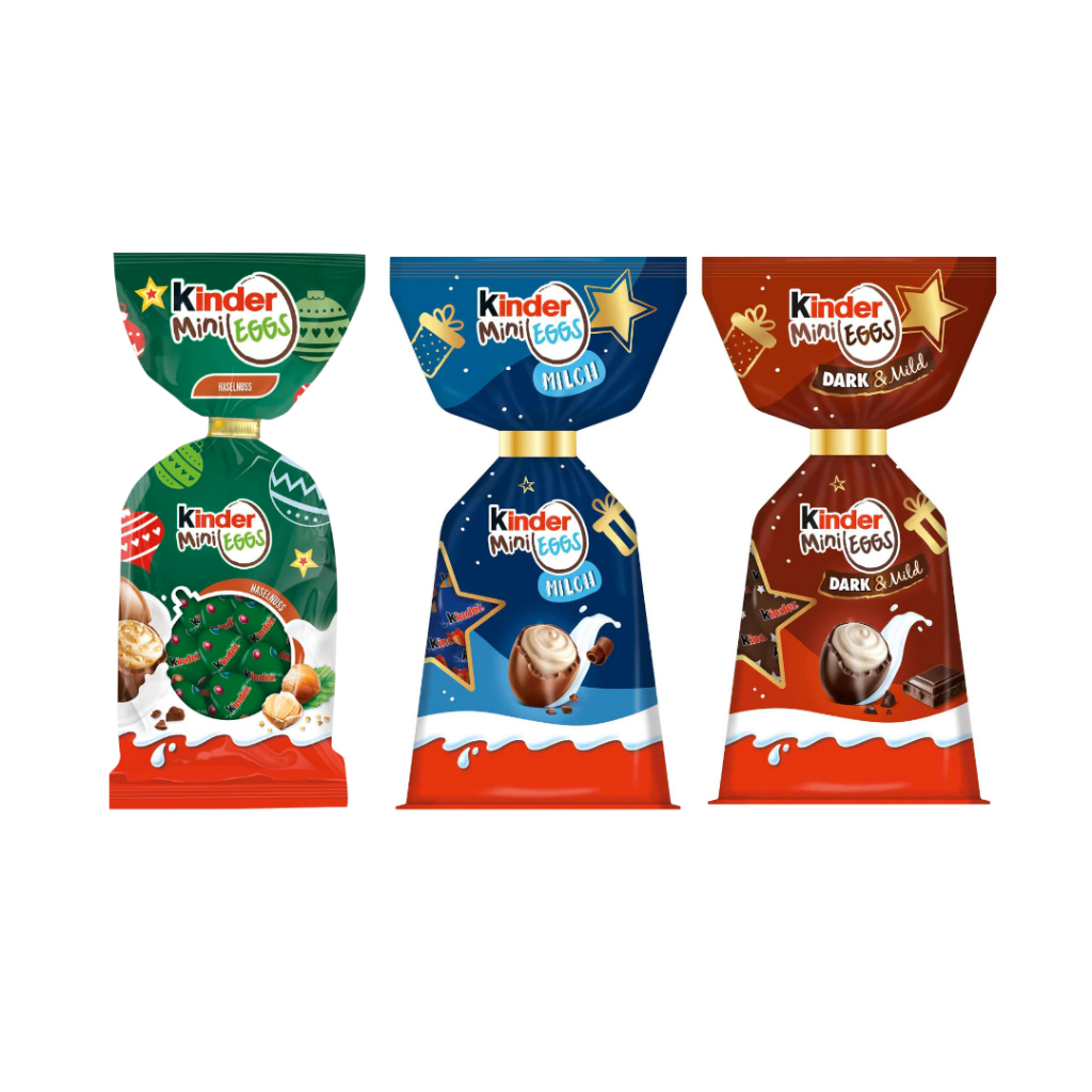 Kinder mini eggs มีทั้งหมด 3 รส น้ำหนัก 85 กรัม