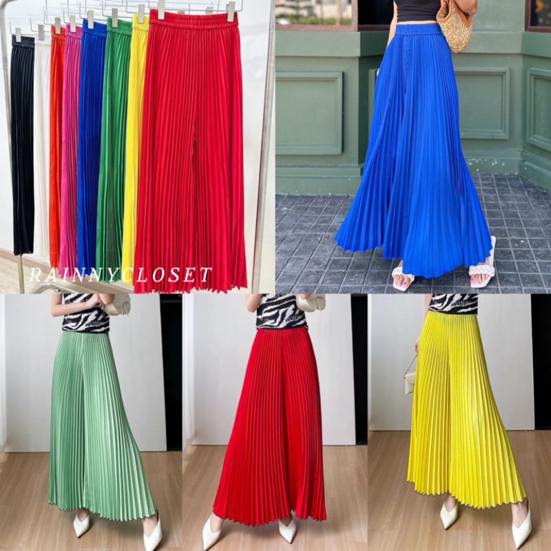 Pleat pants กางเกงพลีทขาบาน เอวสม็อค ทรงพริ้วสวย