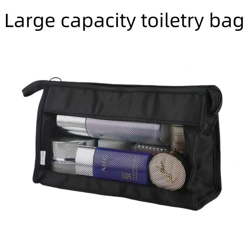 กระเป๋าเครื่องสําอาง ผ้าตาข่าย แบบพกพา จุของได้เยอะ สําหรับเดินทาง