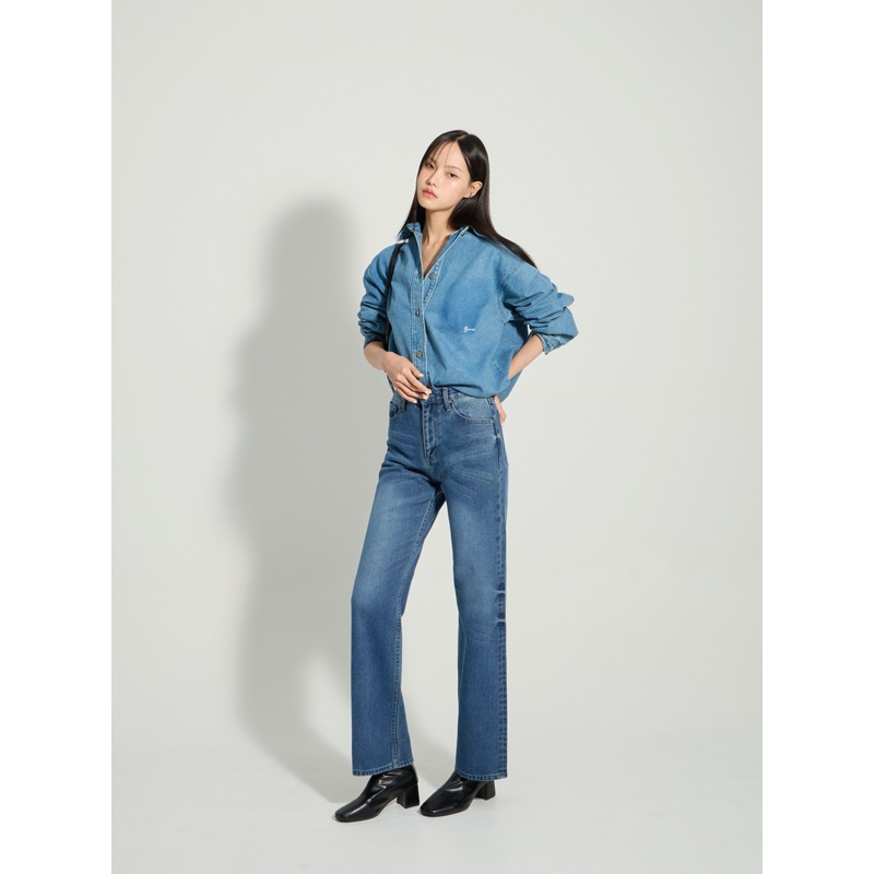 BOURNES - Steel Blue Straight Jeans ยีนส์ทรงกระบอก