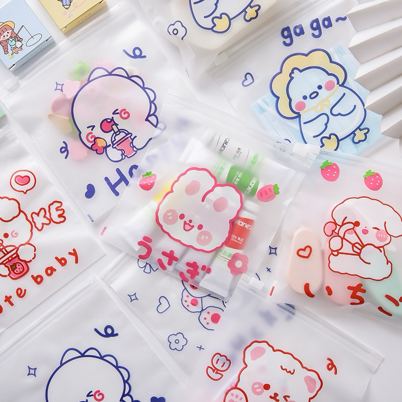 ถุงซิป แบบรูด พลาสติก กันน้ำ ลายการ์ตูน 13.5x13.5cm พร้อมส่งในไทย ซองใส่เครื่องเขียน ซองเก็บของ ใส่ขนม (ราคาต่อใบ)