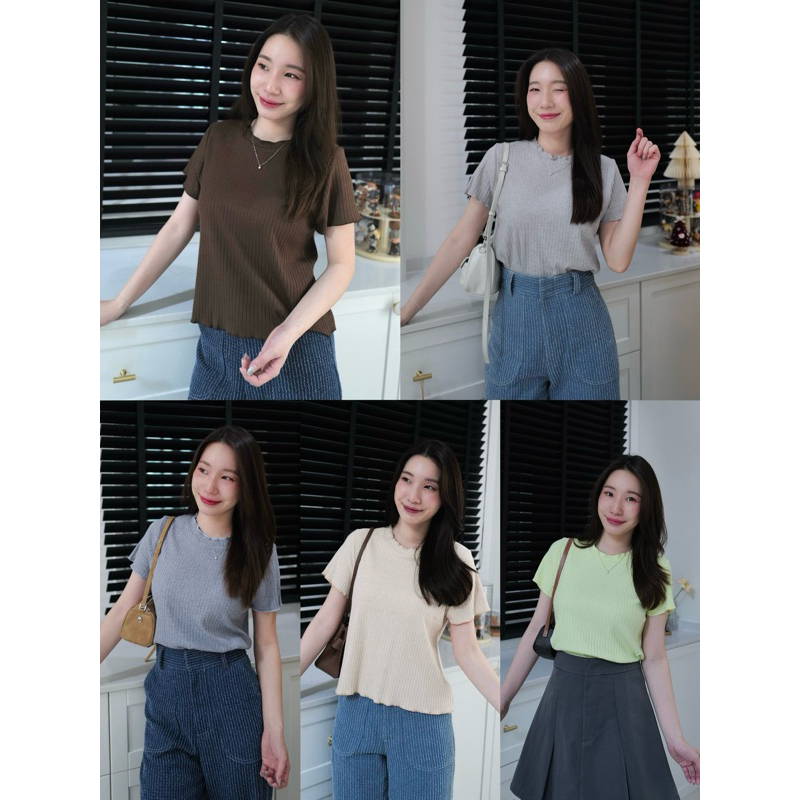 เสื้อยืดคอกลม ระบายโอริมทั้งตัว มี 3 ไซส์