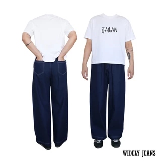 JAMANBKK / WIDELY JEANS / กางเกงยีนส์ขากระบอก เอวยางยืด