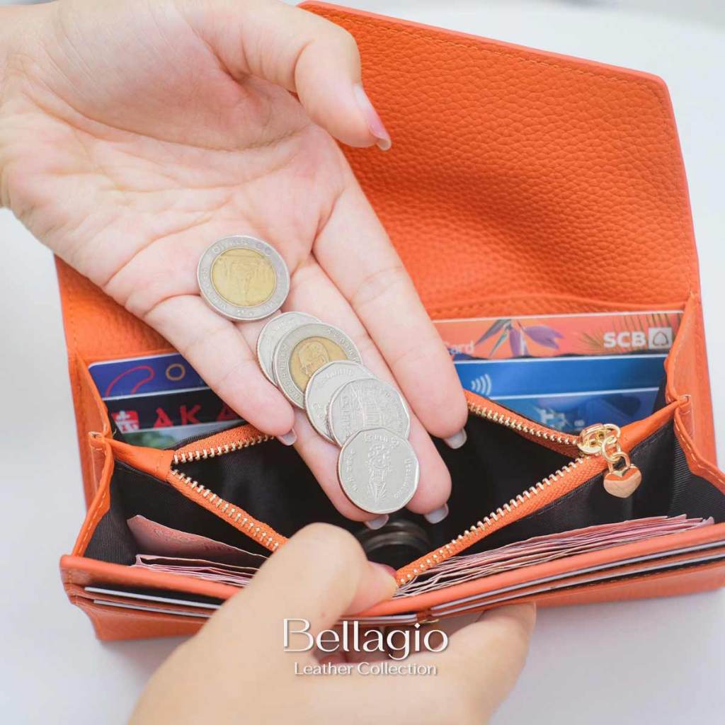 Bellagio รุ่น Verona Wallet กระเป๋าสตางค์ใบยาวหนังวัวแท้ (ทรงบางสลิม) สไตล์ Minimal