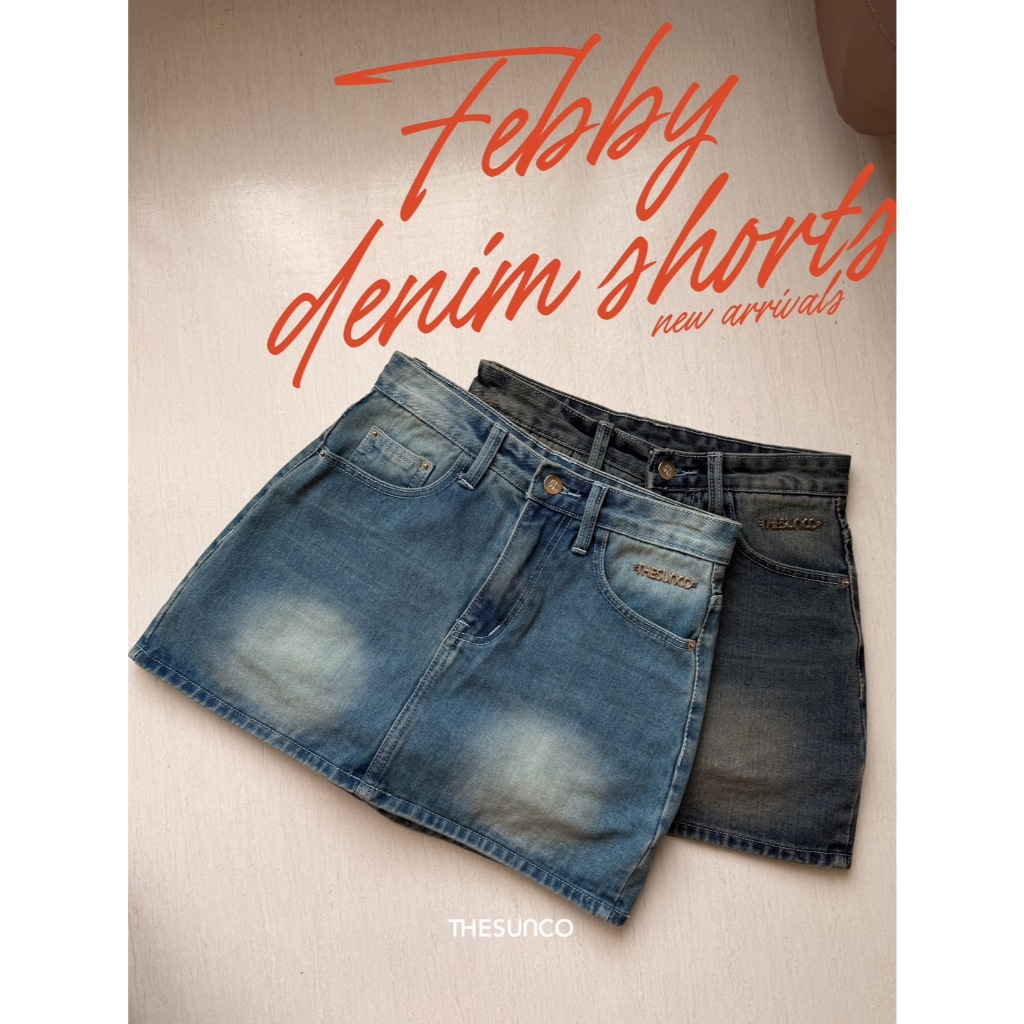 THESUNCO - Febby denim skorts กระโปรงกางเกงยีนส์ พรางหุ่น กระโปรงรอบตัว งานตัด THESUNCO ผ้ายีนส์แท้