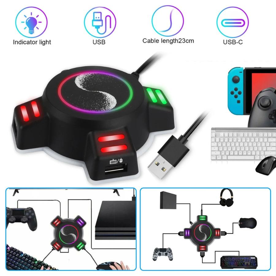 อะแดปเตอร์แปลงเมาส์ คีย์บอร์ด Game HUB Controller Converter ตัวแปลง สำหรับ Switch PS4 XBOX PS3 XSX