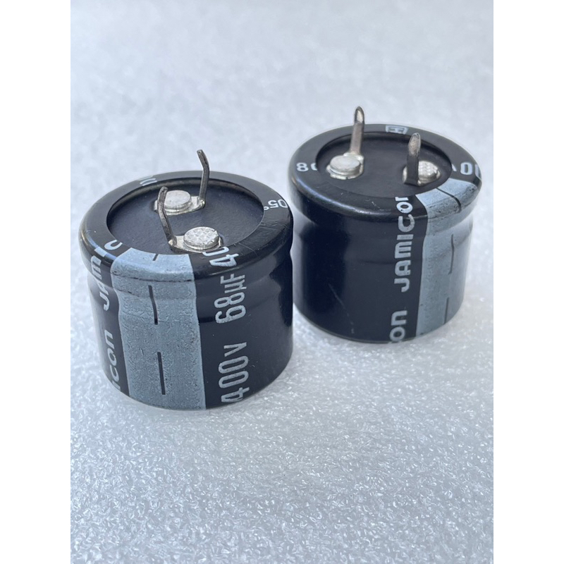 (แพ็ค1ตัว) 68UF 400V คาปาซิเตอร์ แบบขาเขี้ยว ตัวสีดำ ขนาด 25x20mm Capacitor 68uf 400v C68UF C400V C6