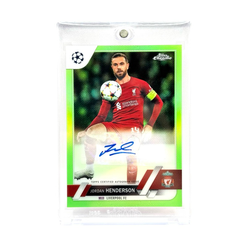 Topps Chrome UCC 22/23 Jordan Henderson Liverpool FC /99 Chrome Autograph Neon Green Refractors