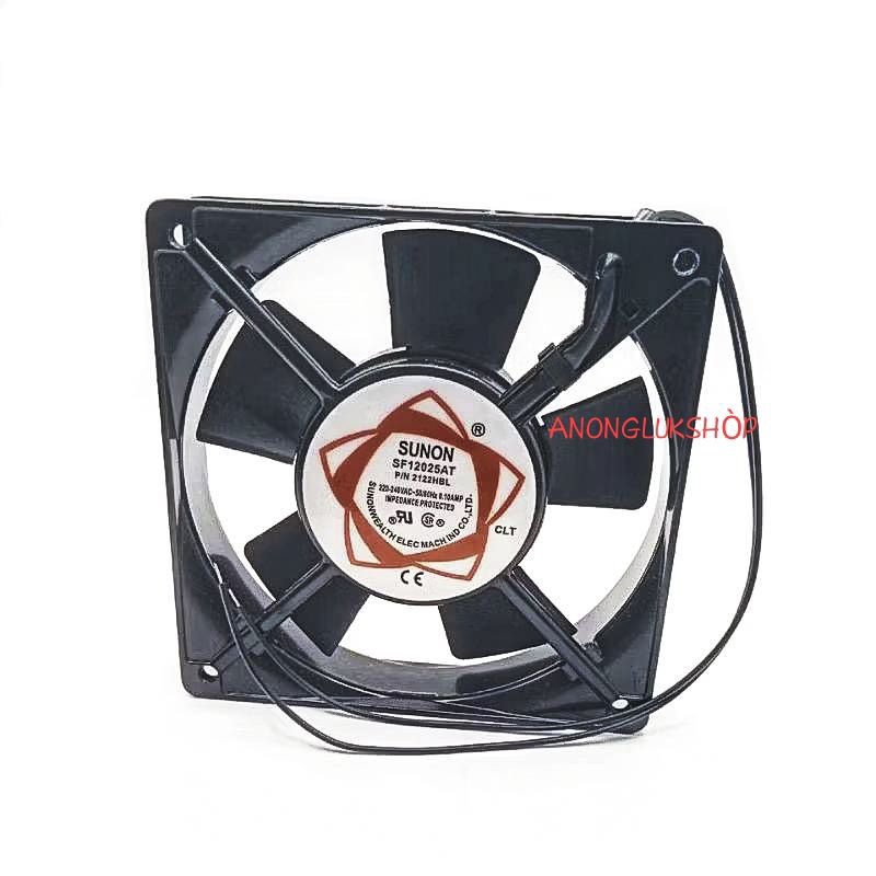 พัดลม 4.5นิ้ว 220Vac หนา 25มิล ** แบบลูกปืน** SF12025AT P/N 2122HBL 220/240VAC  50/60Hz. 0.10A พัดลมขนาด 120*120*25MM.