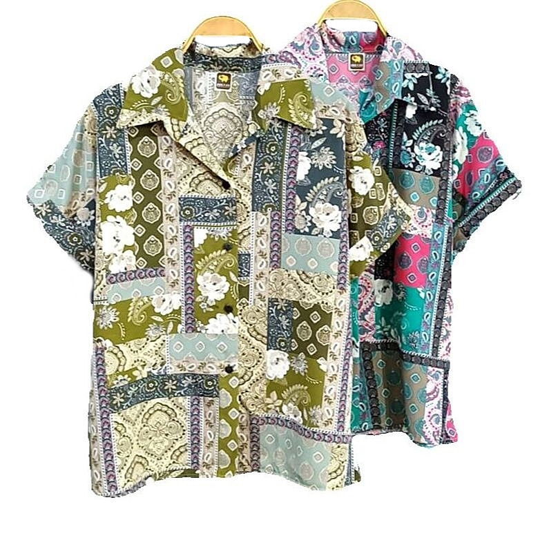 เสื้อเชิ๊ตคอปก แขนเบิ้ล ลายไทย