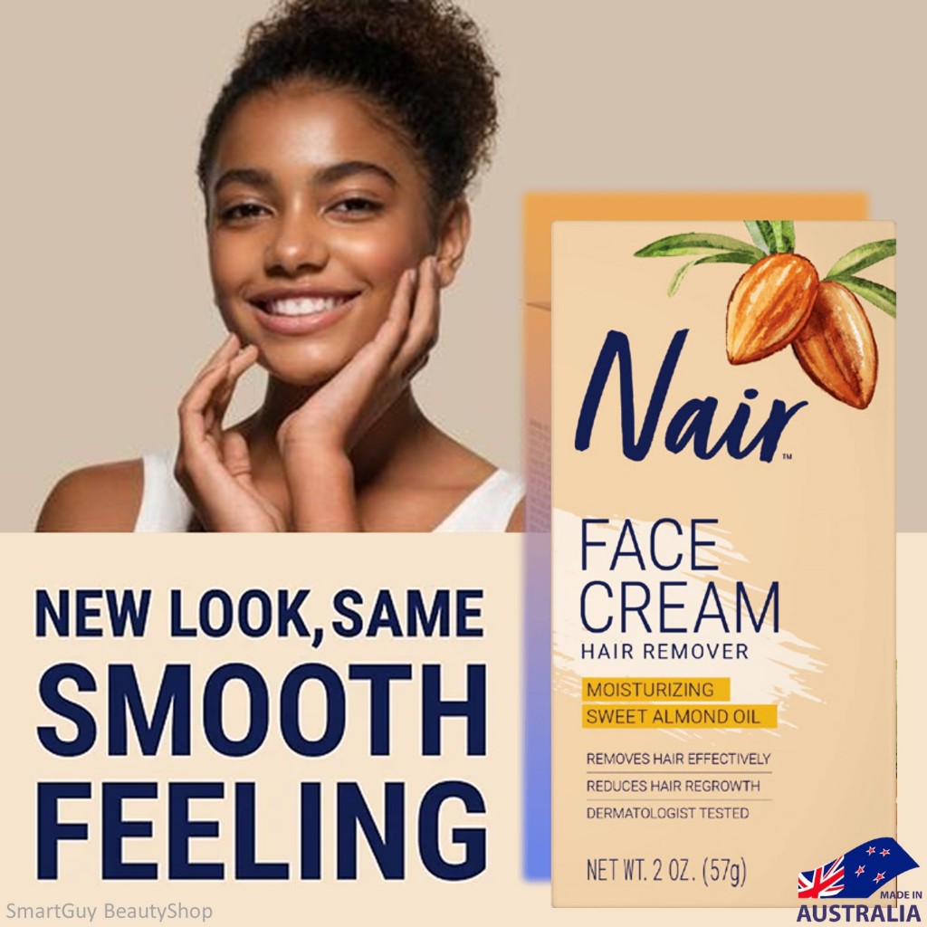 Nair Face Cream Moisturizing Formula Hair Remover with Sweet Almond Oil 57g ครีมกำจัดขนบนใบหน้าสูตรอ