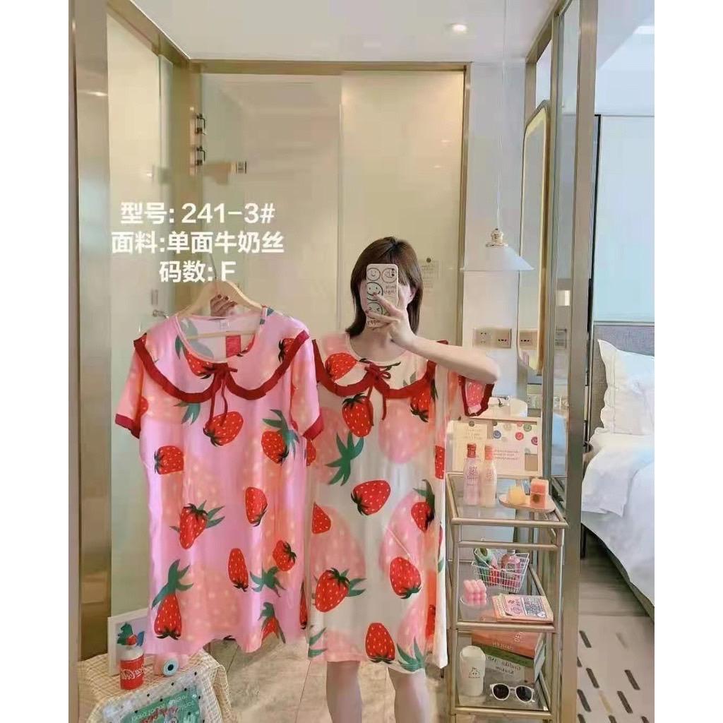 Bshop ชุดนอนกระโปรงคอบัวลายน่ารัก รุ่นQ241