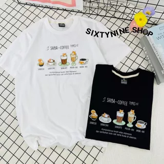 เสื้อยืดพิมพ์ลาย " shiba coffe " พร้อมส่ง
