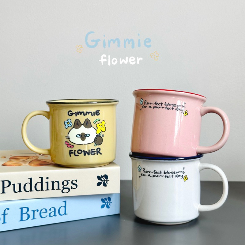 VILAN BY FAMILYCLAY  : MUG Gimmie flower ถ้วยมัคเซรามิคสกรีนลายแมว