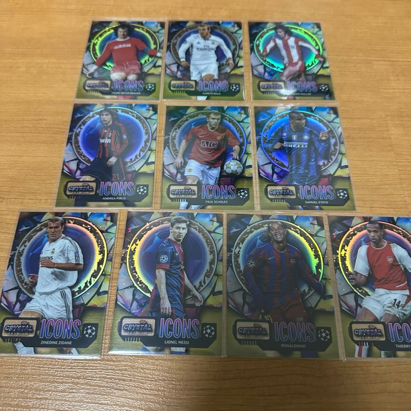 การ์ดสะสมฟุตบอล ตำนาน MESSI HENRY ZIDANE SCHOLES RONALDINHO และคนอื่นๆ จากกล่อง CRYSTAL PREMIUM ลิขสิทธิ์แท้จาก Topps
