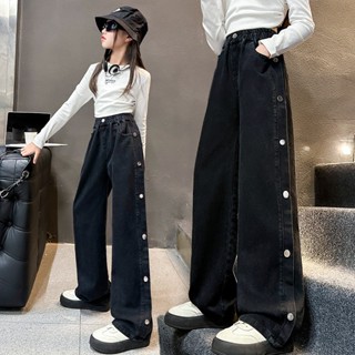 (**พร้อมส่งจากในไทย**) NO.802 กางเกงยีนส์เด็กสีดำ แต่งกระดุม…