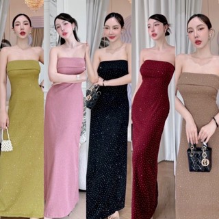 A39 เดรสยาวออกงานแต่งเพชร ชุดออกงาน ชุดไปงานแต่ง