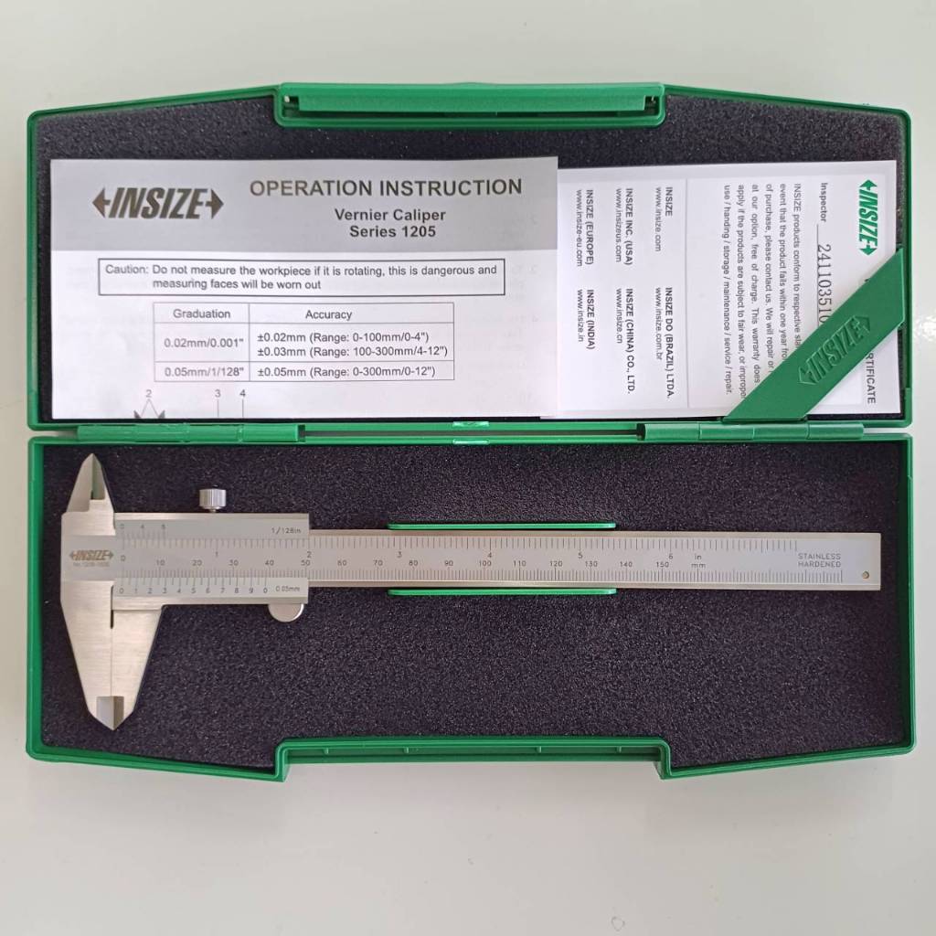 เวอร์เนียร์ ความละเอียด 0.05 mm 6, 8, 12 นิ้ว Vernier Caliper INSIZE 1205-150S 1205-200S 1205-300S