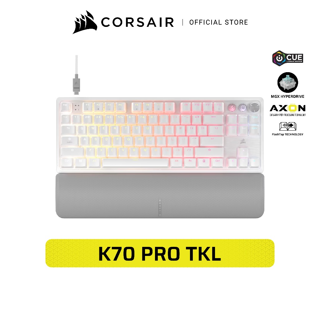 CORSAIR GAMING K/B K70 PRO TKL WHITE  [US] - คีย์บอร์ดเกมมิ่ง MGX Tenkeyless