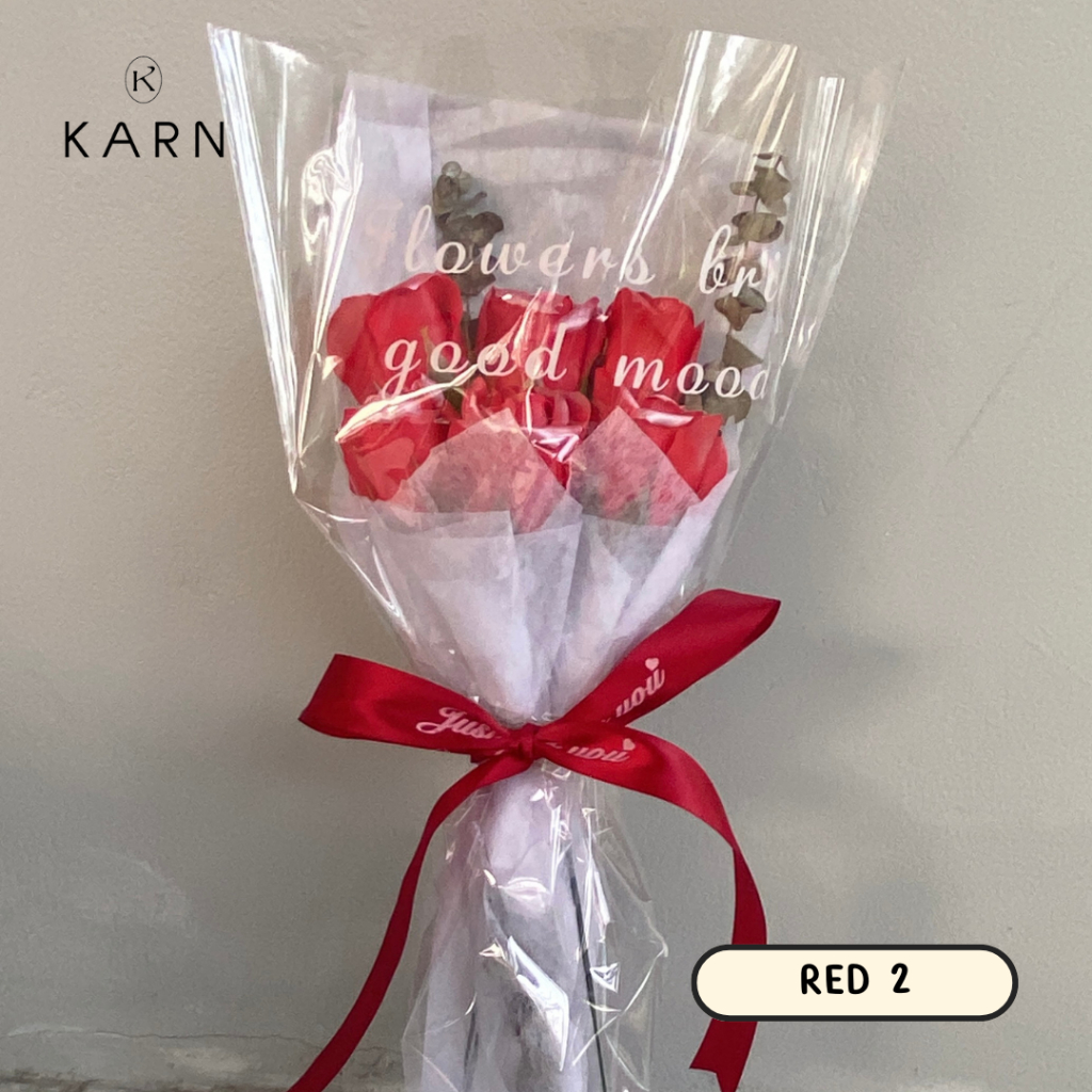 (พร้อมส่ง) KARN ช่อดอกกุหลาบประดิษฐ์ 6 ดอก สไตล์เกาหลี ดอกไม้รับปริญญา ของขวัญวันเกิด คนพิเศษ วาเลนไทน์