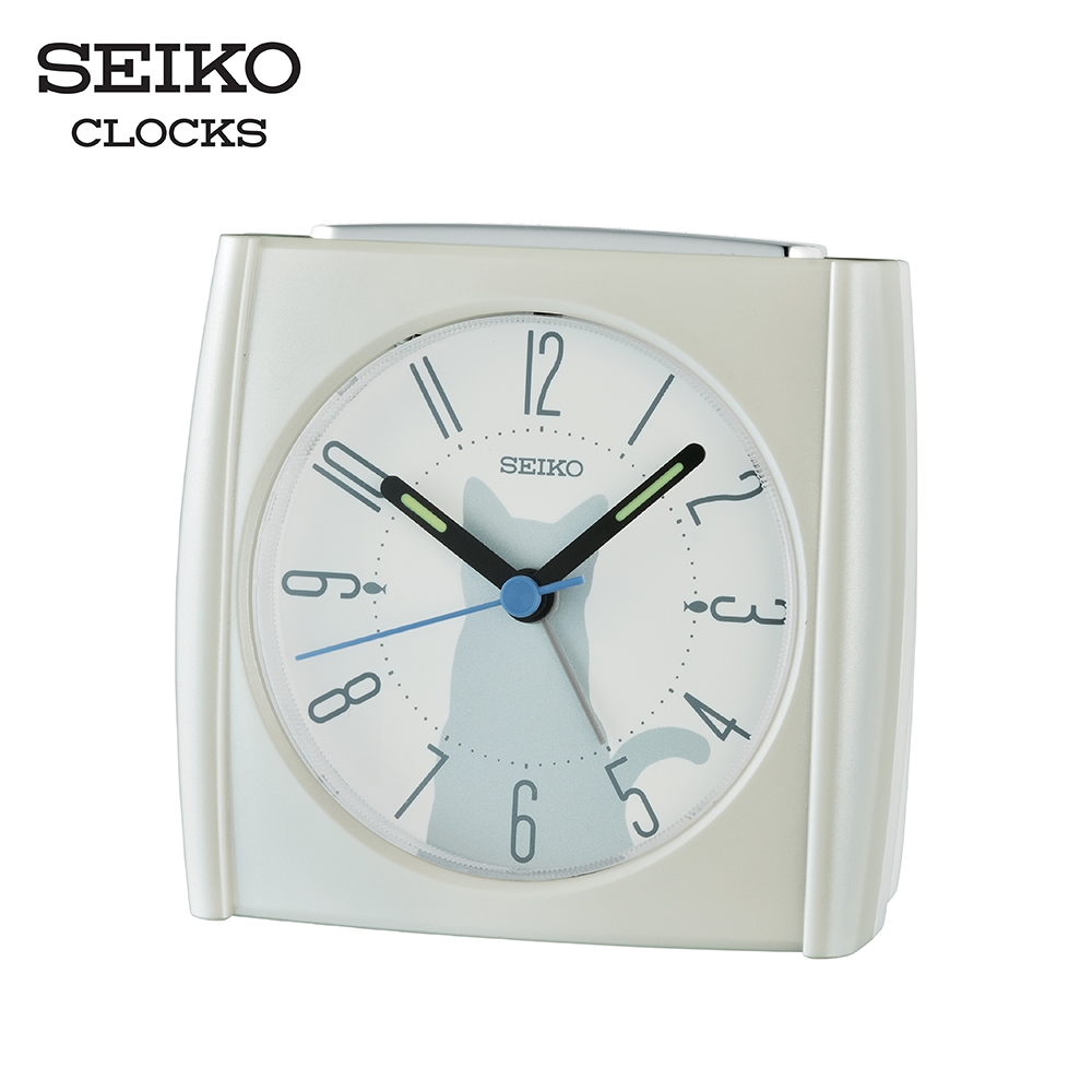 SEIKO CLOCKS นาฬิกาปลุก รุ่น QHE209W ขนาด 3.3 x 3.5 นิ้ว เดินเรียบ สีขาว