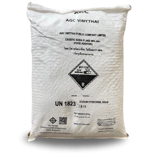 Soda Flake AGC ( Sodium Hydroxide ) 98% : โซดาไฟเกล็ด 98% 25kg
