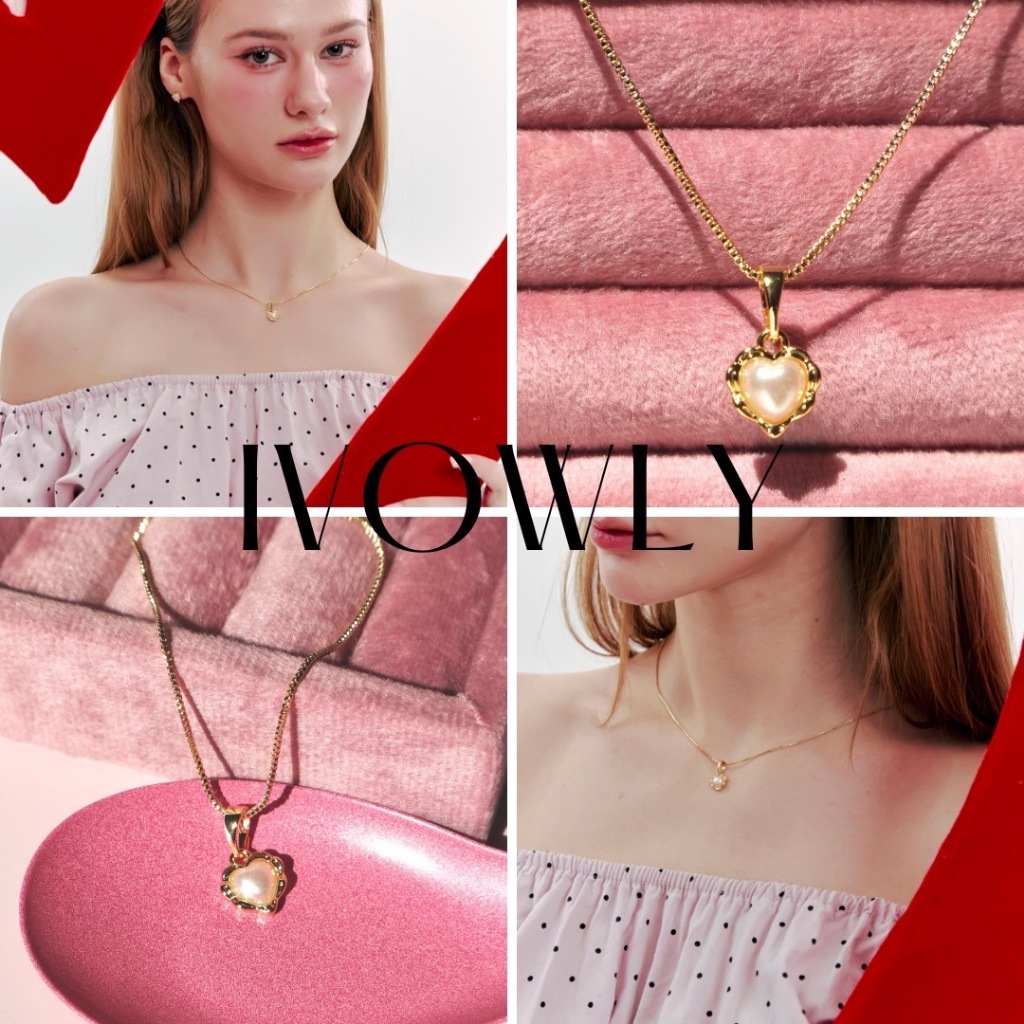 ivowly-Eggshell heart necklace สร้อยคอหัวใจมุก