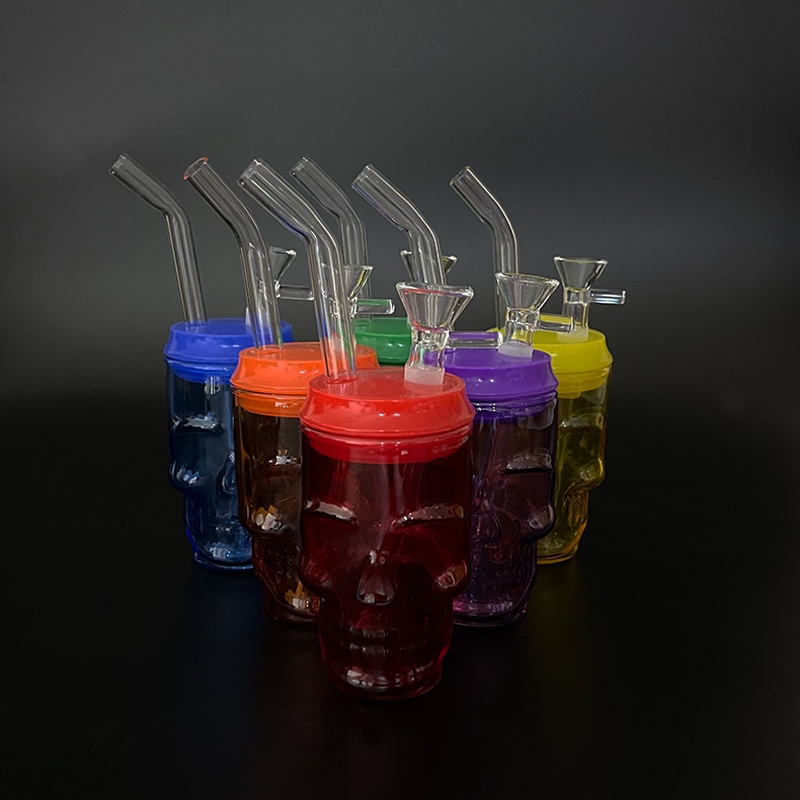 บ้องแก้ว ความสูง 11ซม อุปกรณ์ครบชุดส่งจากไทย GLASS BONG mini ชามแก้ว14mm รูปร่างกะโหลกศีรษะ สีเขียว