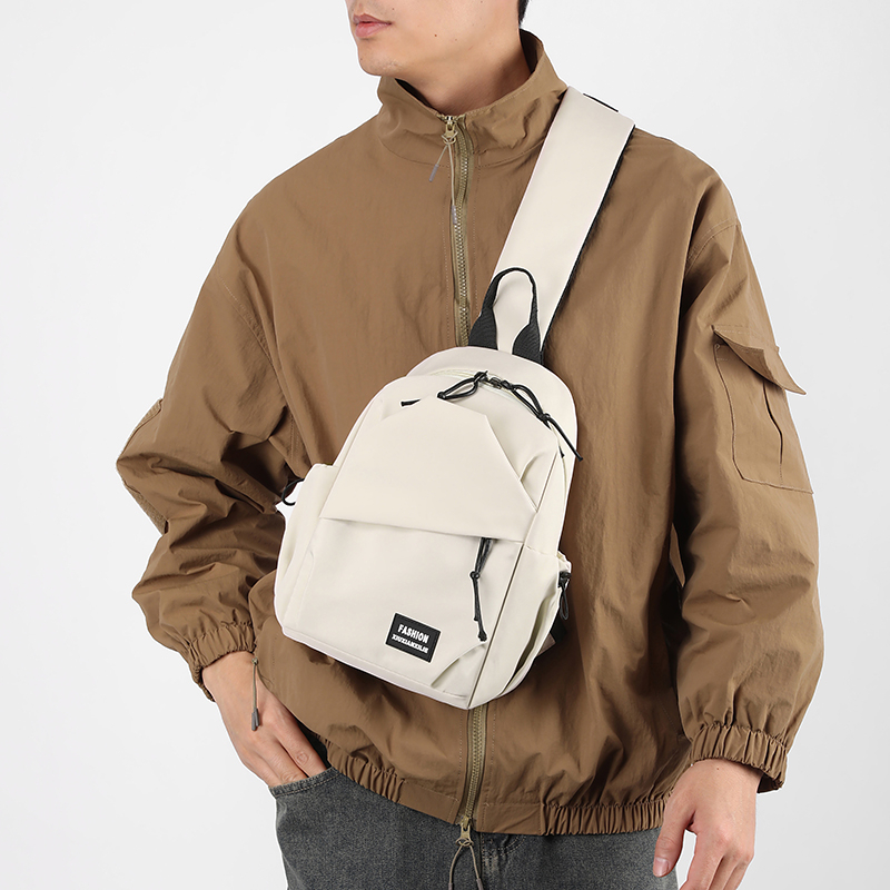 GUCSELECTED(B2297) กระเป๋าคาดอก-ผ้าไนล่อนสีพื้นFASHION มี6ช่องใส่ของ