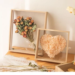 BHQ กรอบรูปดอกไม้แห้ง DIY กล่องใส่ดอกไม้ แบบกลวงสามมิติ ติดผนัง/ตั้งโต๊ะได้ ของขวัญแทนใจ