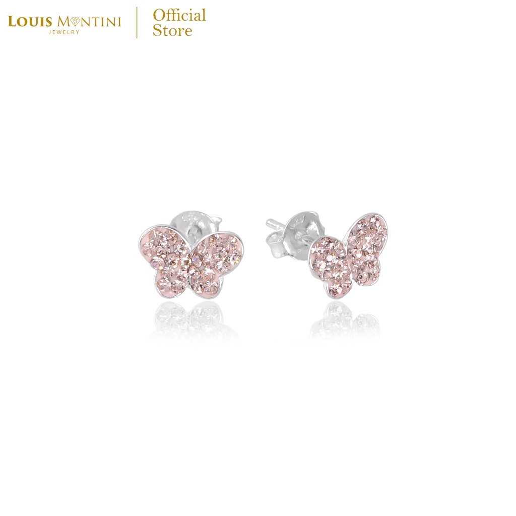 Louis Montini (Jewelry) Sterling Silver 925 Earrings ต่างหูเงินแท้ 92.5% ต่างหูผู้หญิง รูปผีเสื้อ LJER29