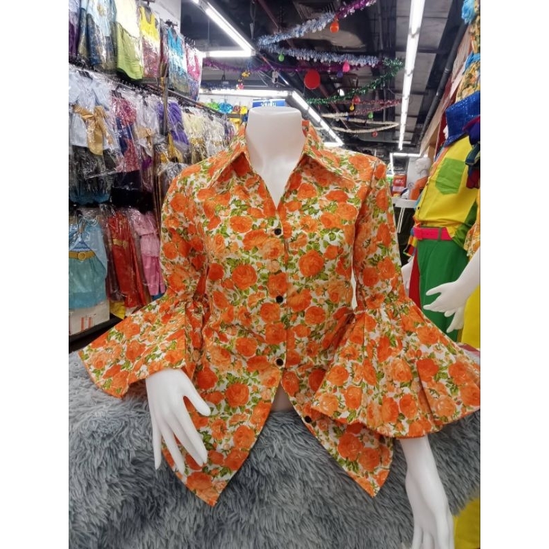 เสื้อเชิ้ตคอปก เสื้อเชิ้ตสงกรานต์ Flower Print ลายดอกแขนกระดิ่ง