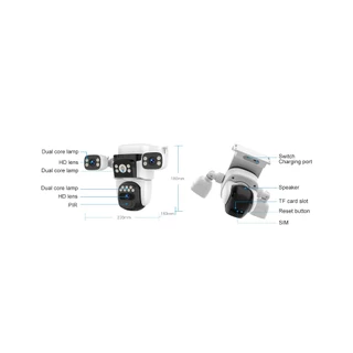VSTARCAM CB621SR WIFI / BG621SR 4G LTE SIM SHD 1296p 3MP กล้องวงจรปิดใส่ซิม (3 เลนส์กล้อง) พร้อมแผงโซล่าเซลล์