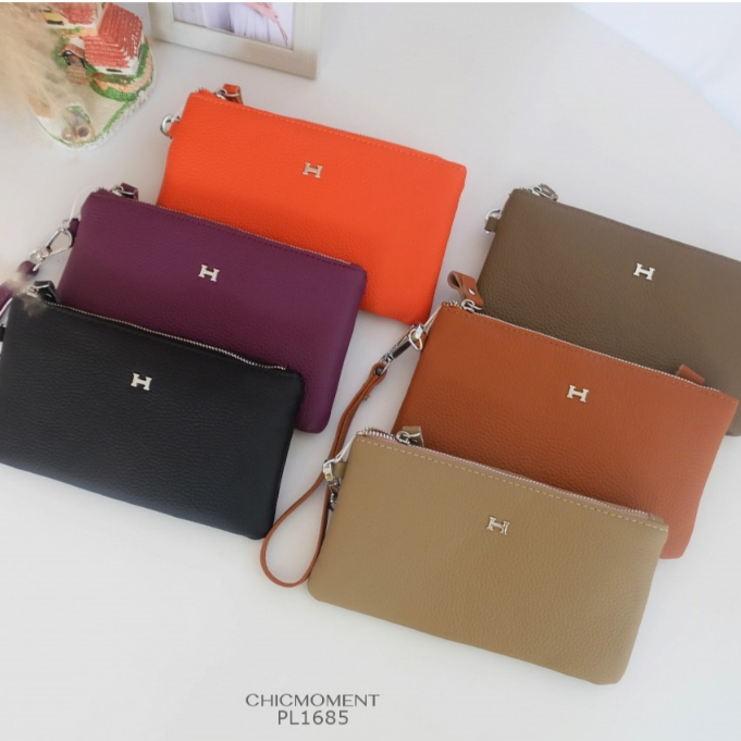 [พร้อมส่งในไทย] กระเป๋าคล้องมือหนังแท้ใส่แบงค์พันและโทรศัพท์ได้ No.PL-1685 กระเป๋าร้านชิค