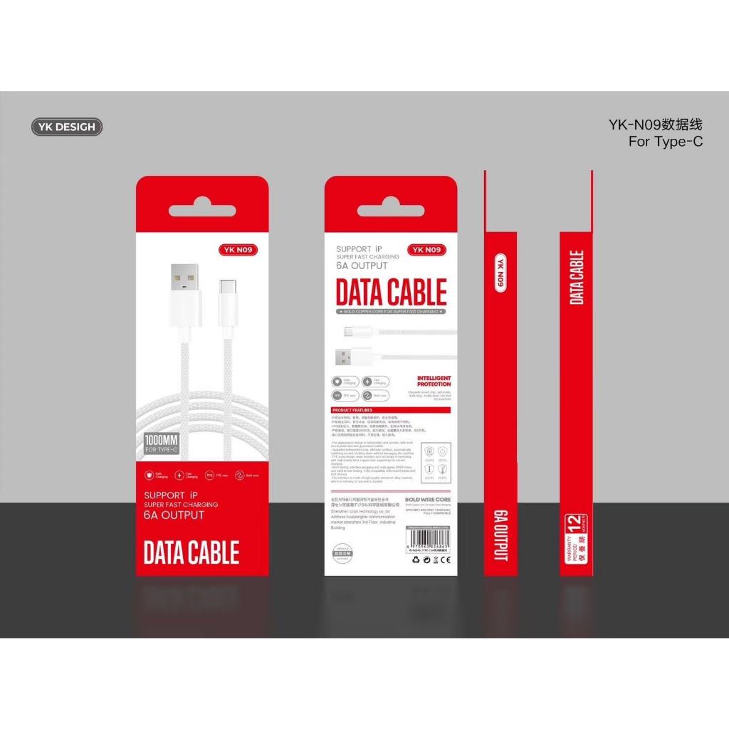 สายชาร์จ USB CABLE ชาร์จเร็ว YK รุ่น YK-N09 1m Fast Data Sync  Charging Cable