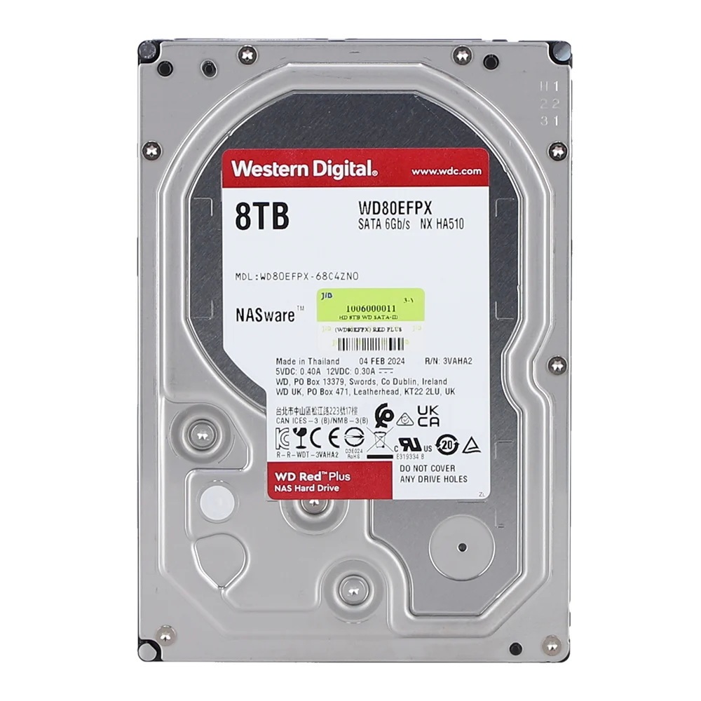 8TB 3.5 INCH HDD (ฮาร์ดดิสก์ 3.5 นิ้ว) WD RED PLUS - 5640RPM SATA3 (WD80EFPX)