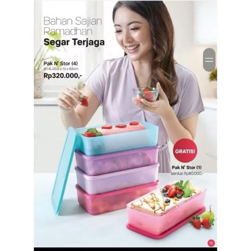 Tupperware รุ่น กล่องใส่อาหารและผัก ผลไม้ ทัพเพอร์แวร์ So Fresh 1.4 ลิตร(สีชมพูเข้ม)