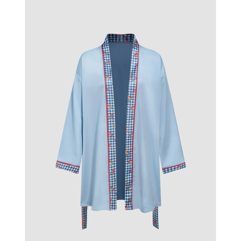 Xs เสื้อคลุมผ้าซาติน ไม่มีเข็มขัด
