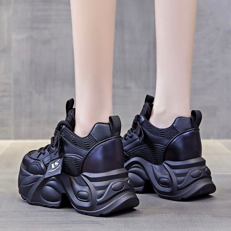 พร้อมส่งจากไทย G17 รองเท้าผ้าใบสไตล์แฟชั่นเกาหลี ดีไซน์สวย รองเท้าแฟชั่น รองเท้าผู้หญิง เสริมส้น 9 CM. - รูปที่ 6