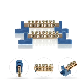 2 ชิ้น บัสบาร์ บาร์กราวด์ ทองเหลือง 4 ช่อง, 6 ช่อง, 8 ช่อง, 10 ช่อง, 12 ช่อง พร้อมฐาน