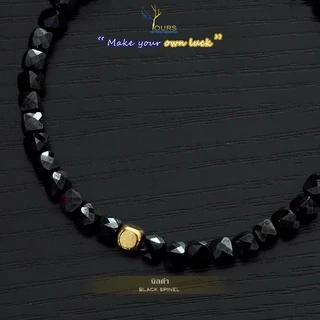 กำไลหิน " นิลสปิเนล นิลดำ " เกรดA แท้ 100% 4mm งานเจียระไนมือ