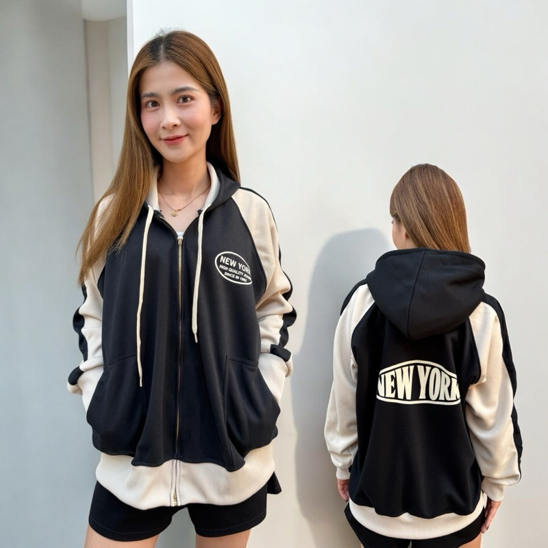 เสื้อแขนยาวNew York ผ้านิ่มใส่สบายใส่คลุมใส่กันลมกันหนาว