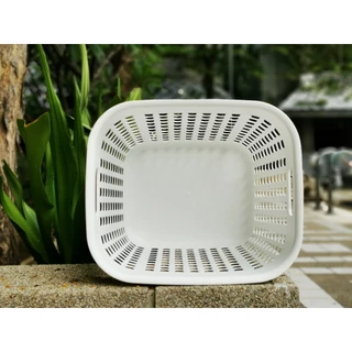 ตะกร้าสี่เหลี่ยมสีขาว ขนาดกลาง 32W*39L*40H มือจับไม่เจ็บ BK-110 ใส่ได้หลากหลาย Multi purpose Basket M Size