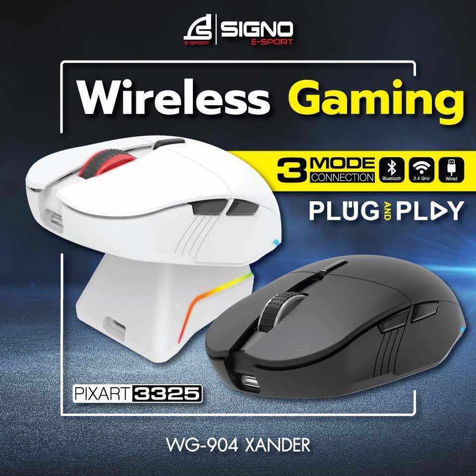 เมาส์เกมมิ่งไร้สาย SIGNO รุ่น WG-904 XANDER E-Sport Wireless Macro Gaming Mouse