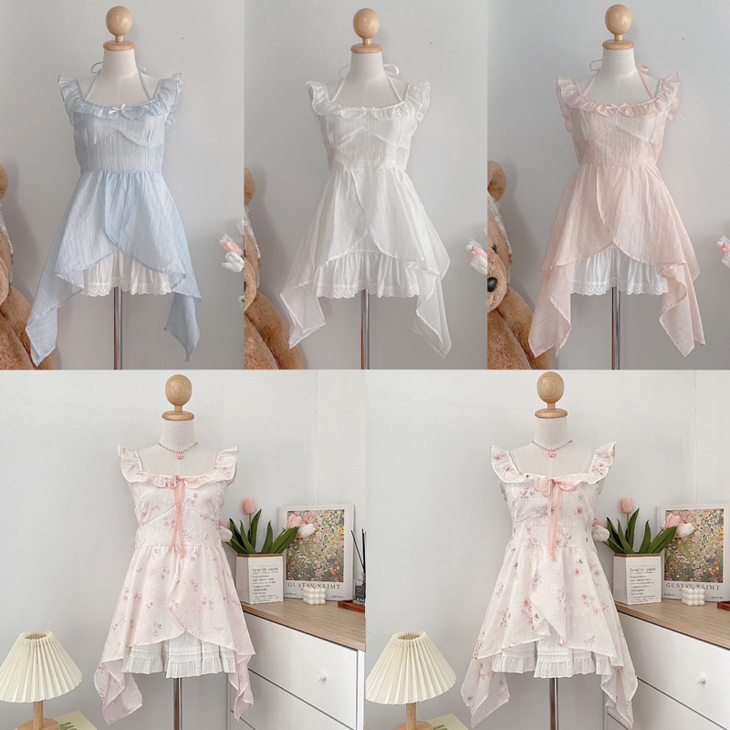 🩵 Fairy Top เสื้อแขนระบายทรงเจ้าหญิง ลายดอกไม้ งานชายระบาย ใส่ปาดไหล่ได้ค่ะ