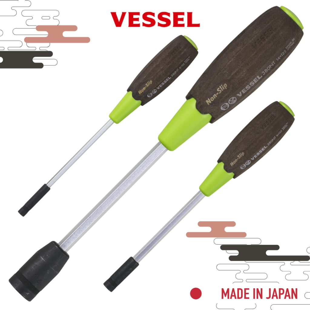 VESSEL ไขควง Wood Compo หัวบ็อก กันลื่น No.B-380NT
