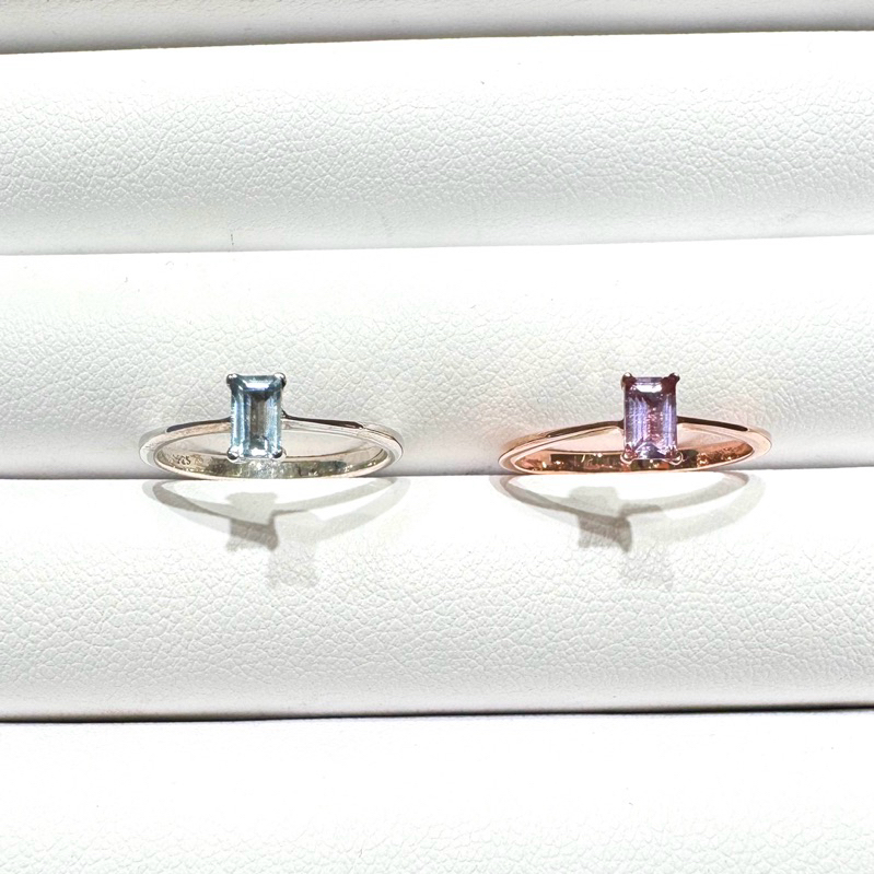 [รุ่นนี้เปลี่ยนพลอยได้ค่ะ💍] แหวนเงินแท้ 925 ฝังพลอยเม็ดเดี่ยวทรงสี่เหลี่ยมขนาด 5*3 มิล