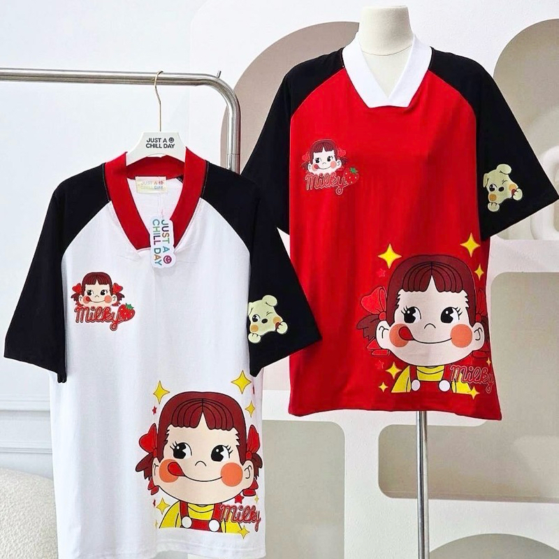 ◡̈ เสื้อป้ายJust คอวีมิวกี้สตอเบอรี่ /อก44“