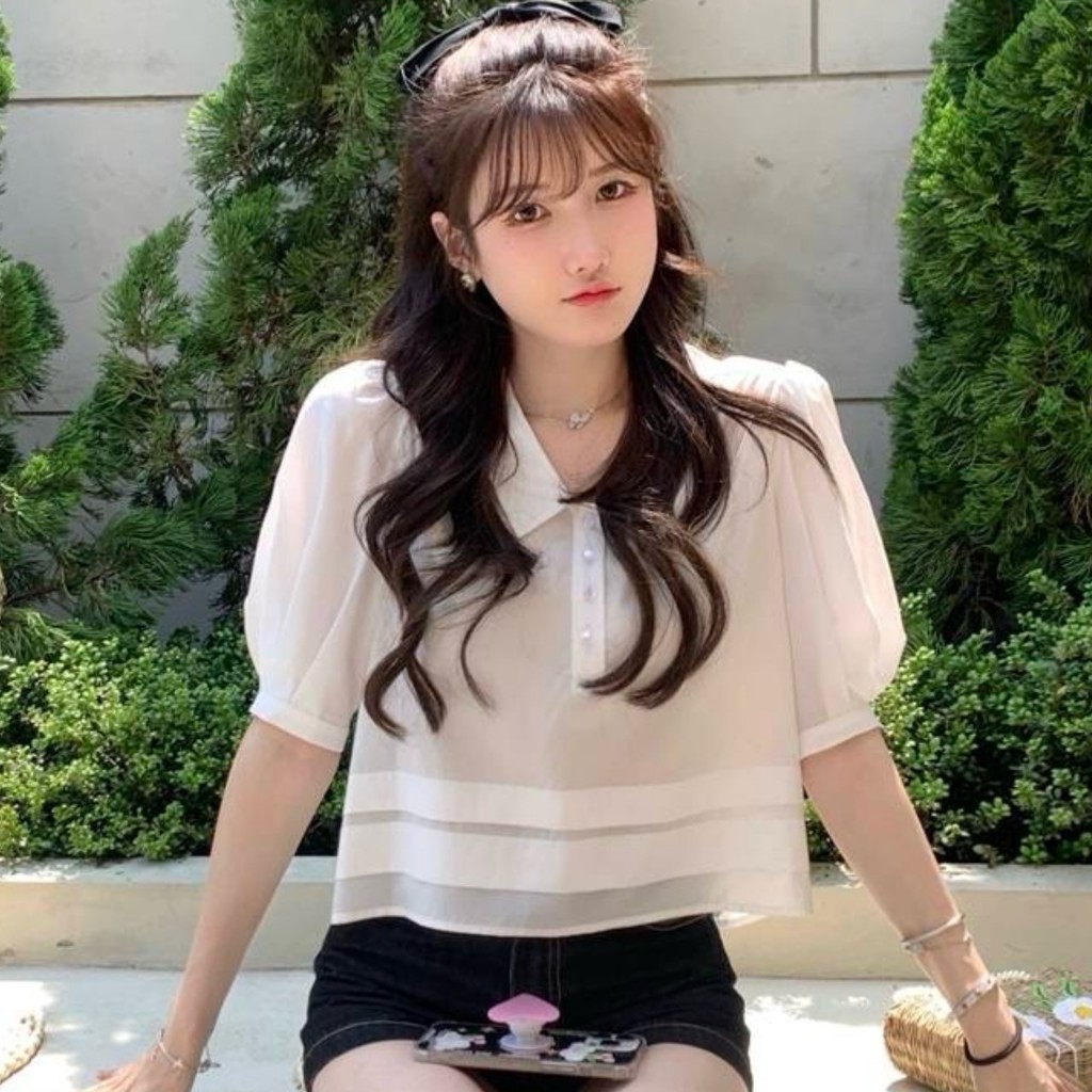 💖F22💖 เสื้อครอปเอวลอยเเขนตุ๊กตาสาวอวบ อก 60 นิ้ว++ แต่งชายน่ารัก ผ้าสวยทิ้งตัว สาวอวบใส่ทำงาน ใส่เที่ยวได้หลายโอกาส - รูปที่ 3